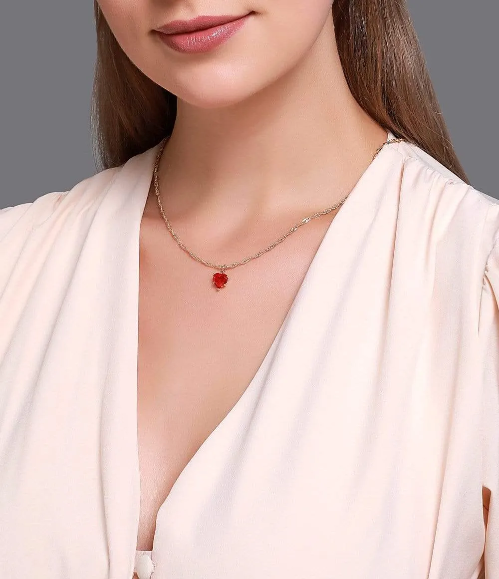 Hot Sale - Romantic Elegant Red Love Necklace with Earrings. Crystal Zircon Necklace Set