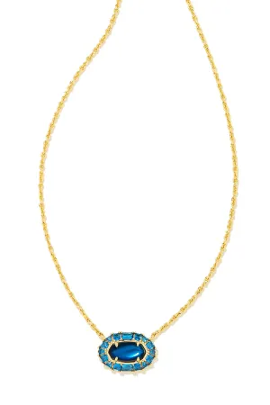 Kendra Scott: Elisa Gold Crystal Frame Short Pendant Necklace - Sea Blue Illusion