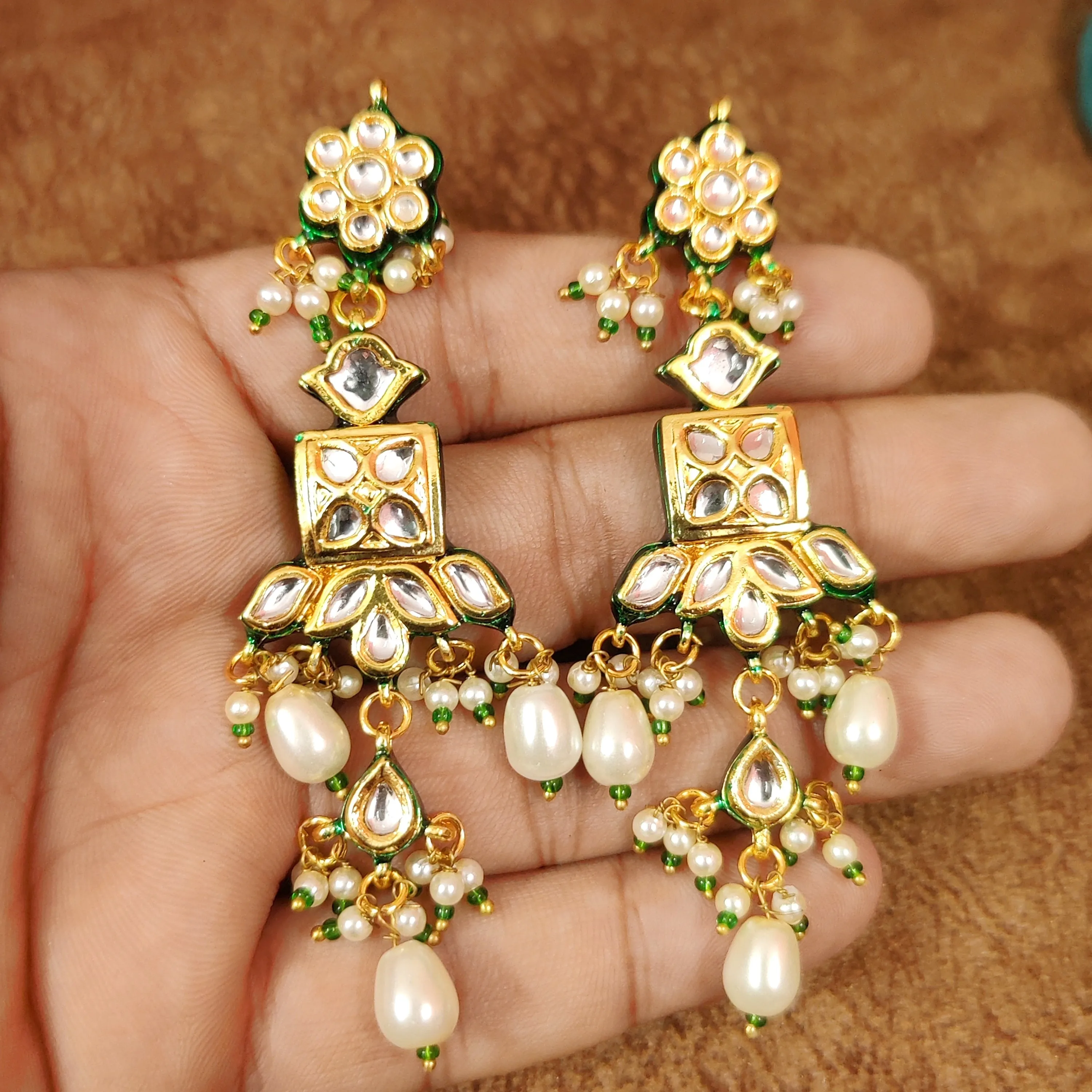 KUNDAN POLKI & PEARL WEDDING CHOKER NECKLACE SET