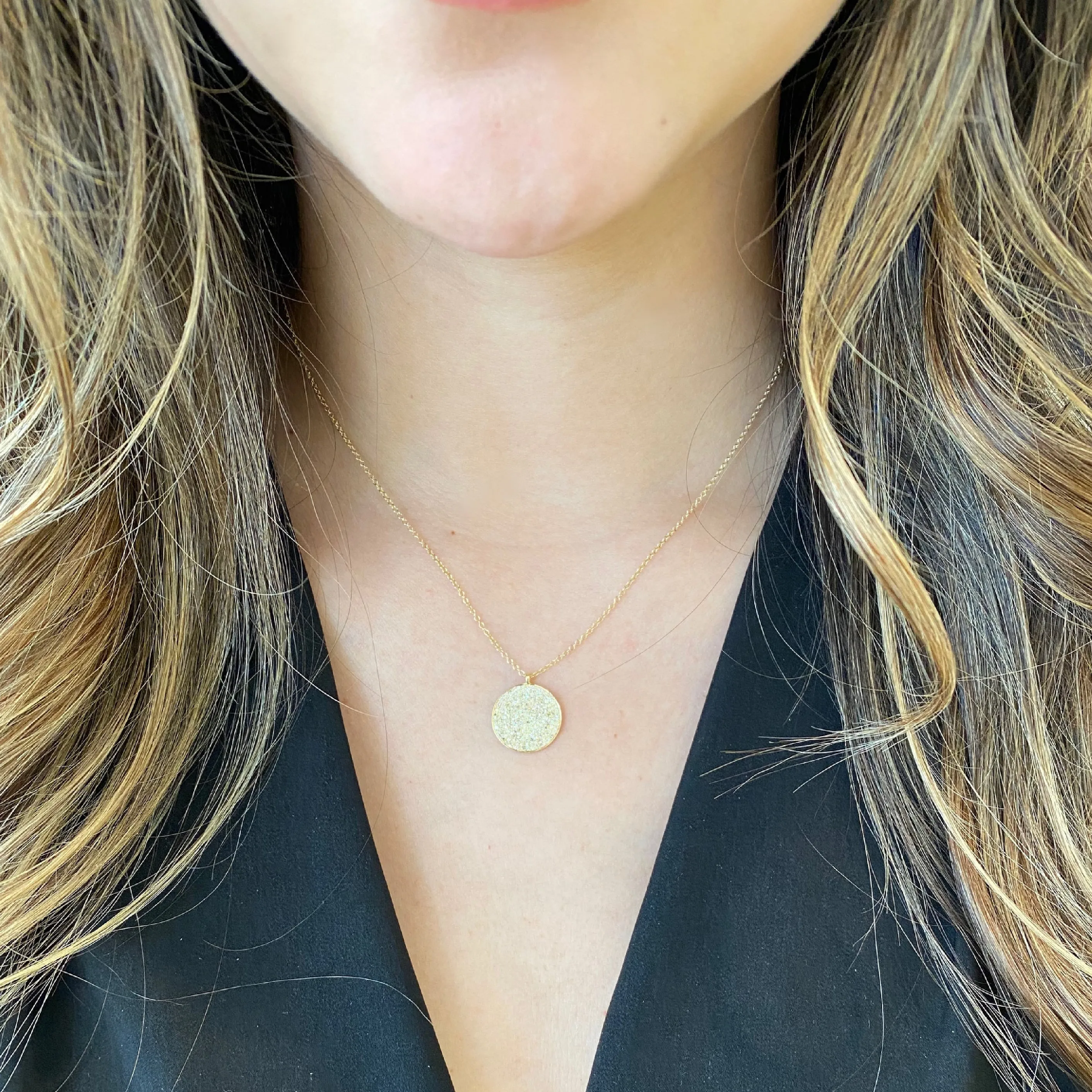 Large Diamond Disc Pendant