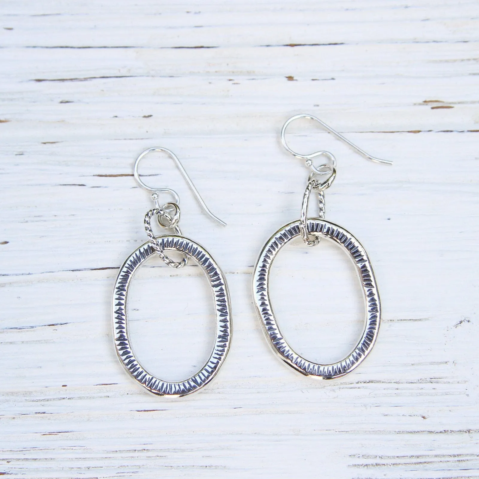 Large Textured Oval Hoop Earrings