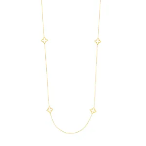 Long Chain Necklace with Floral Stations