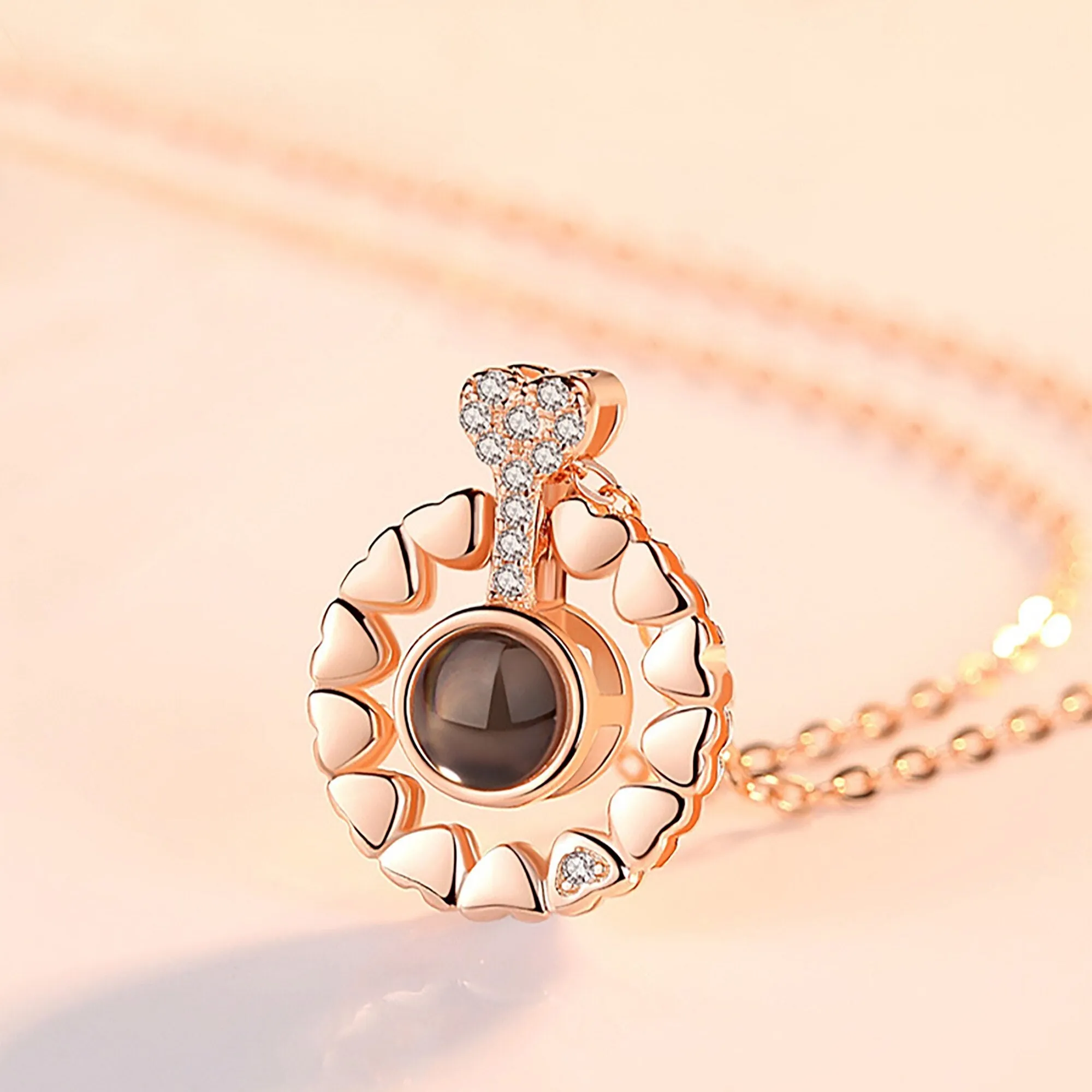 Love projection necklace with customizable photos Necklace Heart Pendant