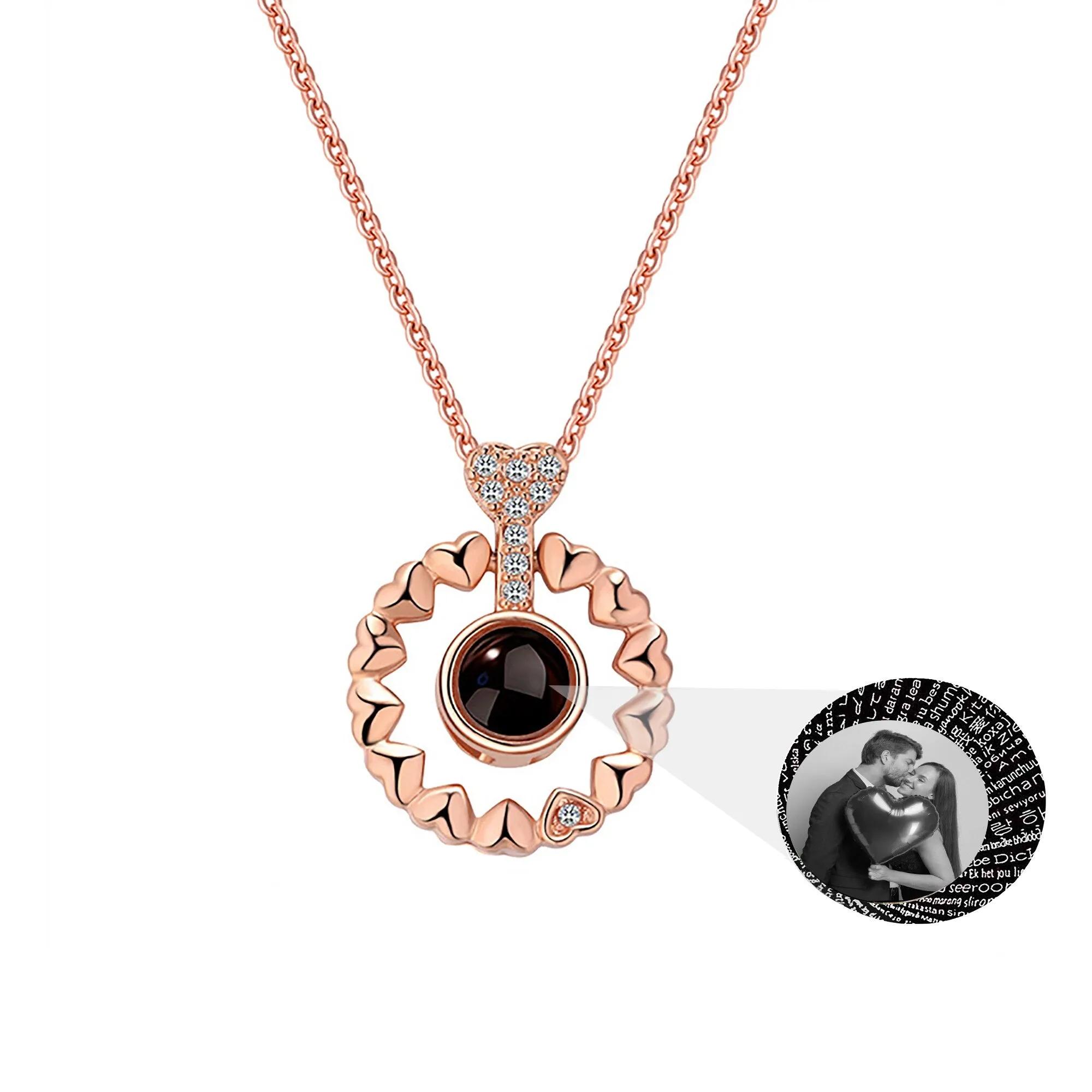 Love projection necklace with customizable photos Necklace Heart Pendant