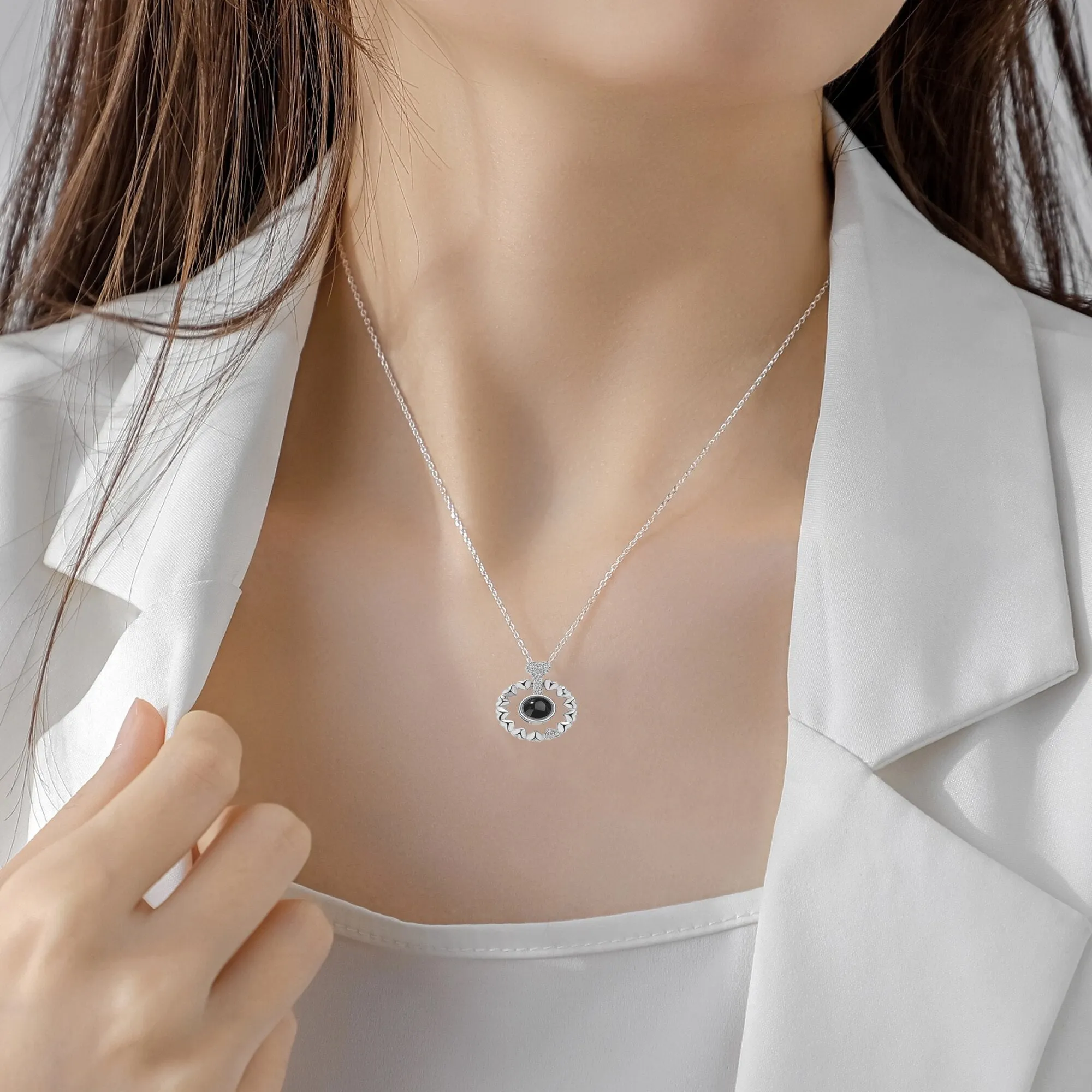 Love projection necklace with customizable photos Necklace Heart Pendant