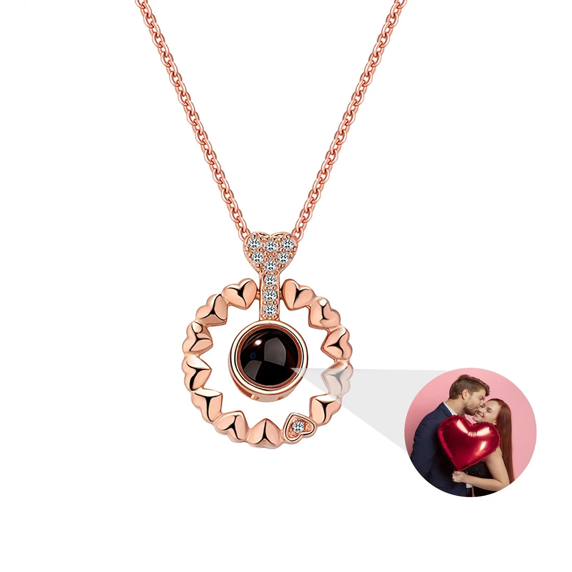 Love projection necklace with customizable photos Necklace Heart Pendant