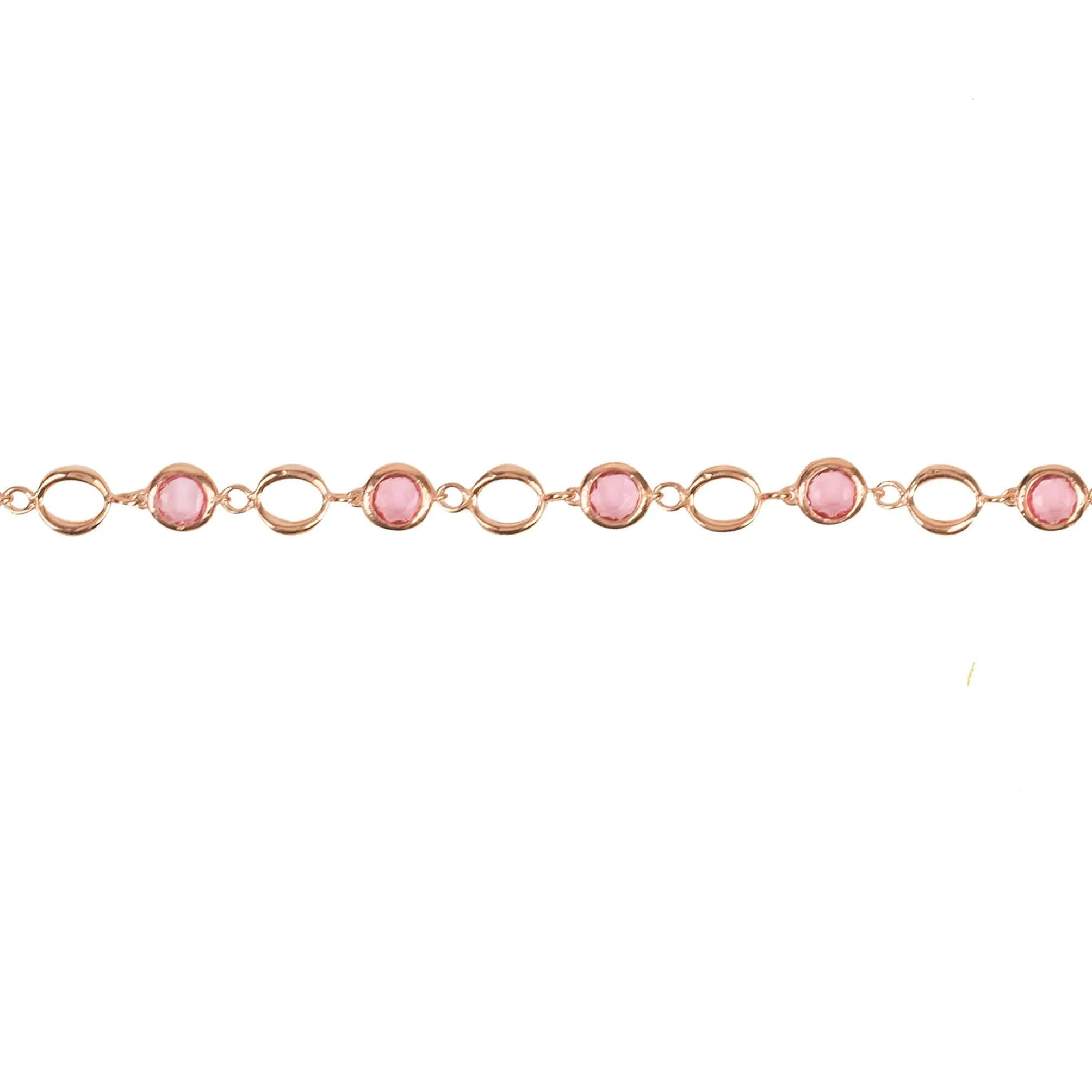 Milan Link Gemstone Bracelet Rose Gold Pink Tourmaline