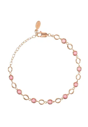 Milan Link Gemstone Bracelet Rose Gold Pink Tourmaline