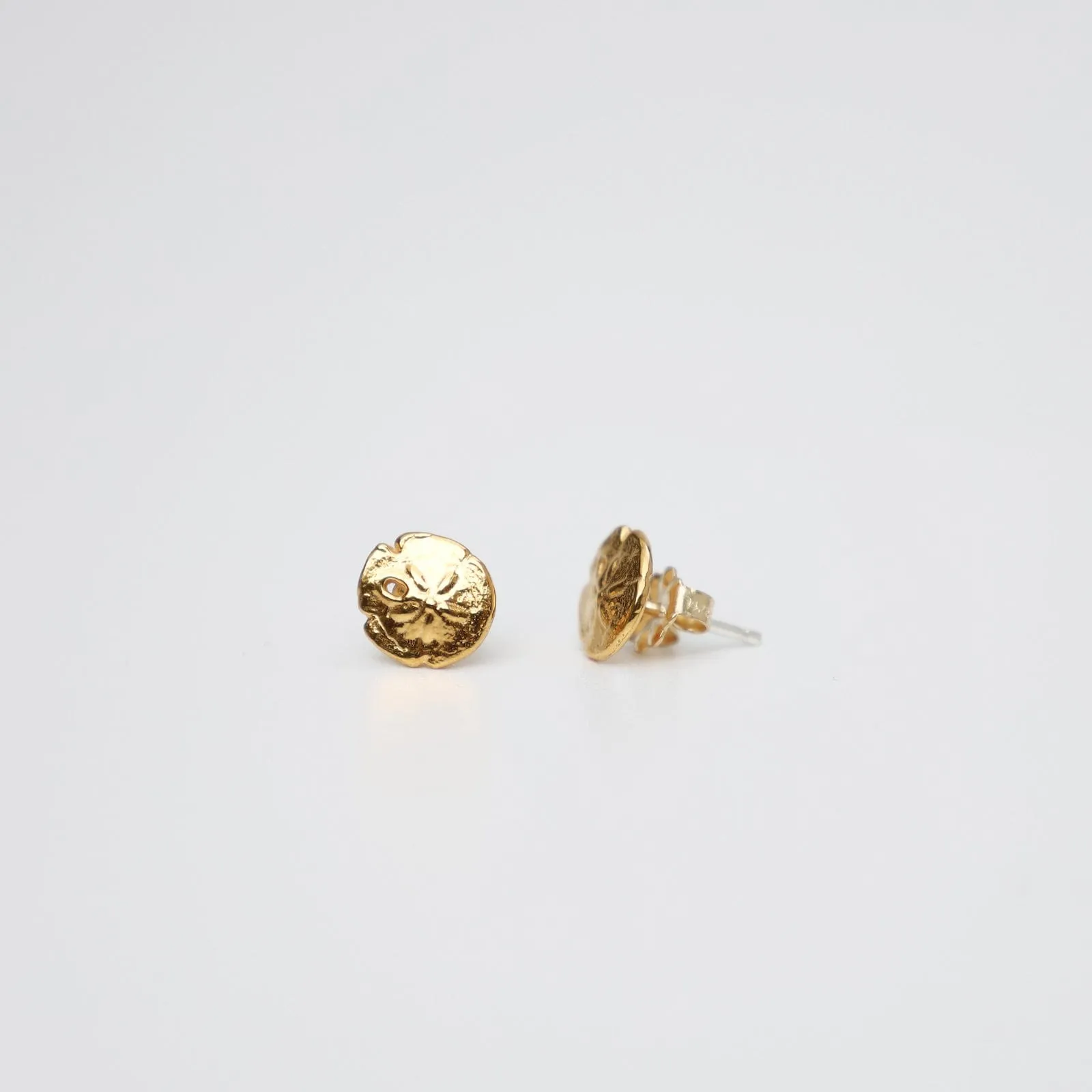 Mini Sand Dollar Posts In 18K Gold Vermeil