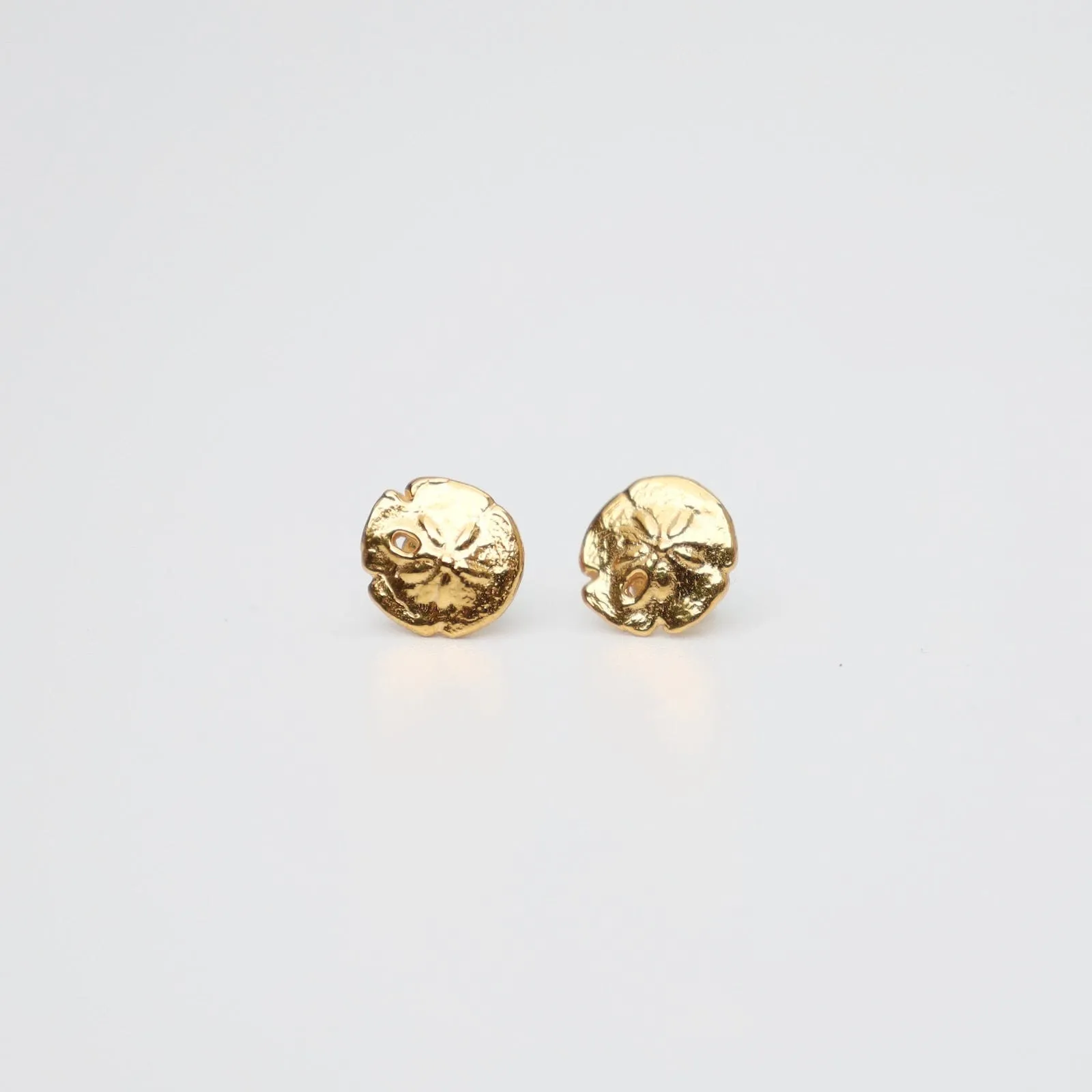 Mini Sand Dollar Posts In 18K Gold Vermeil
