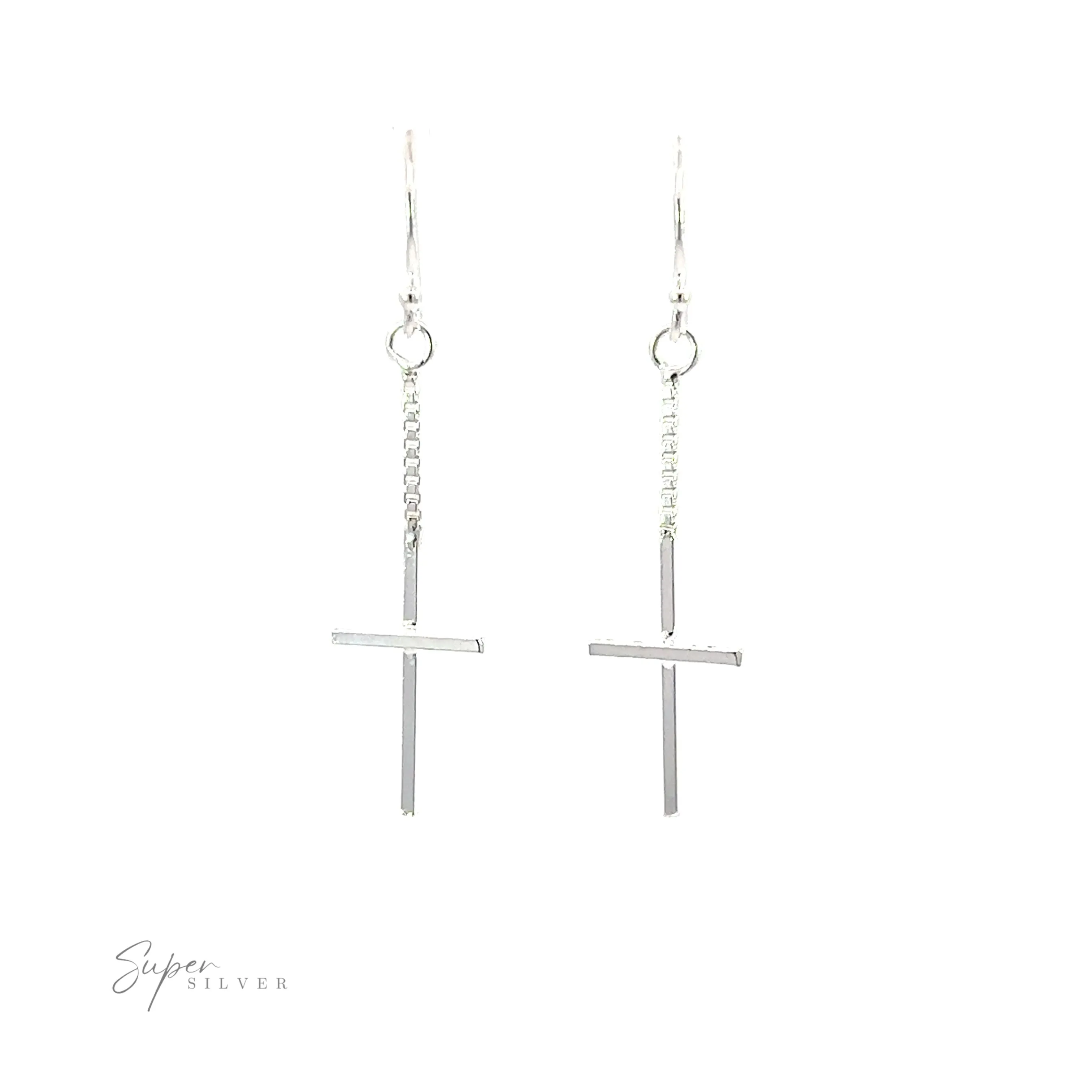 Minimalist Chain Cross Earrings
