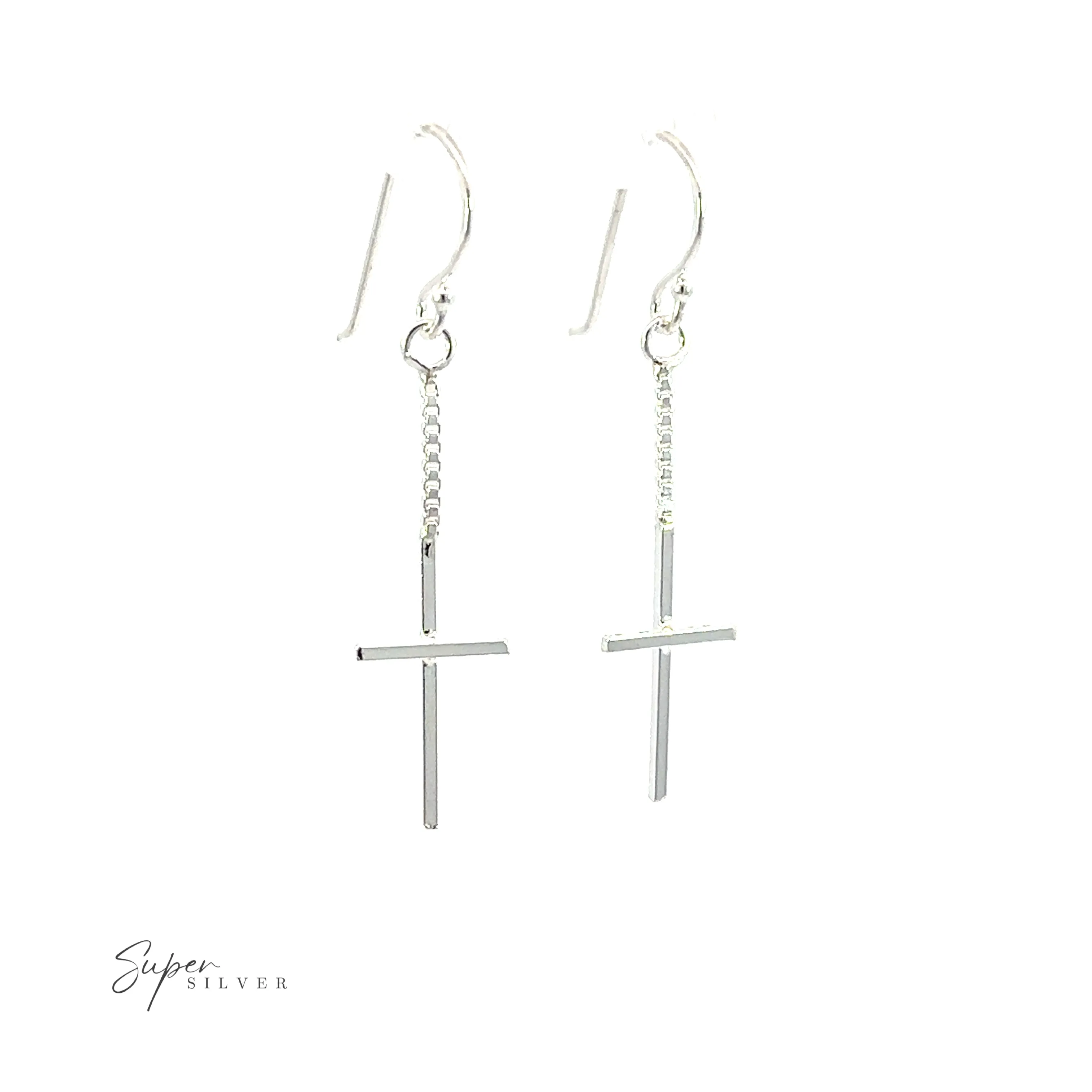Minimalist Chain Cross Earrings