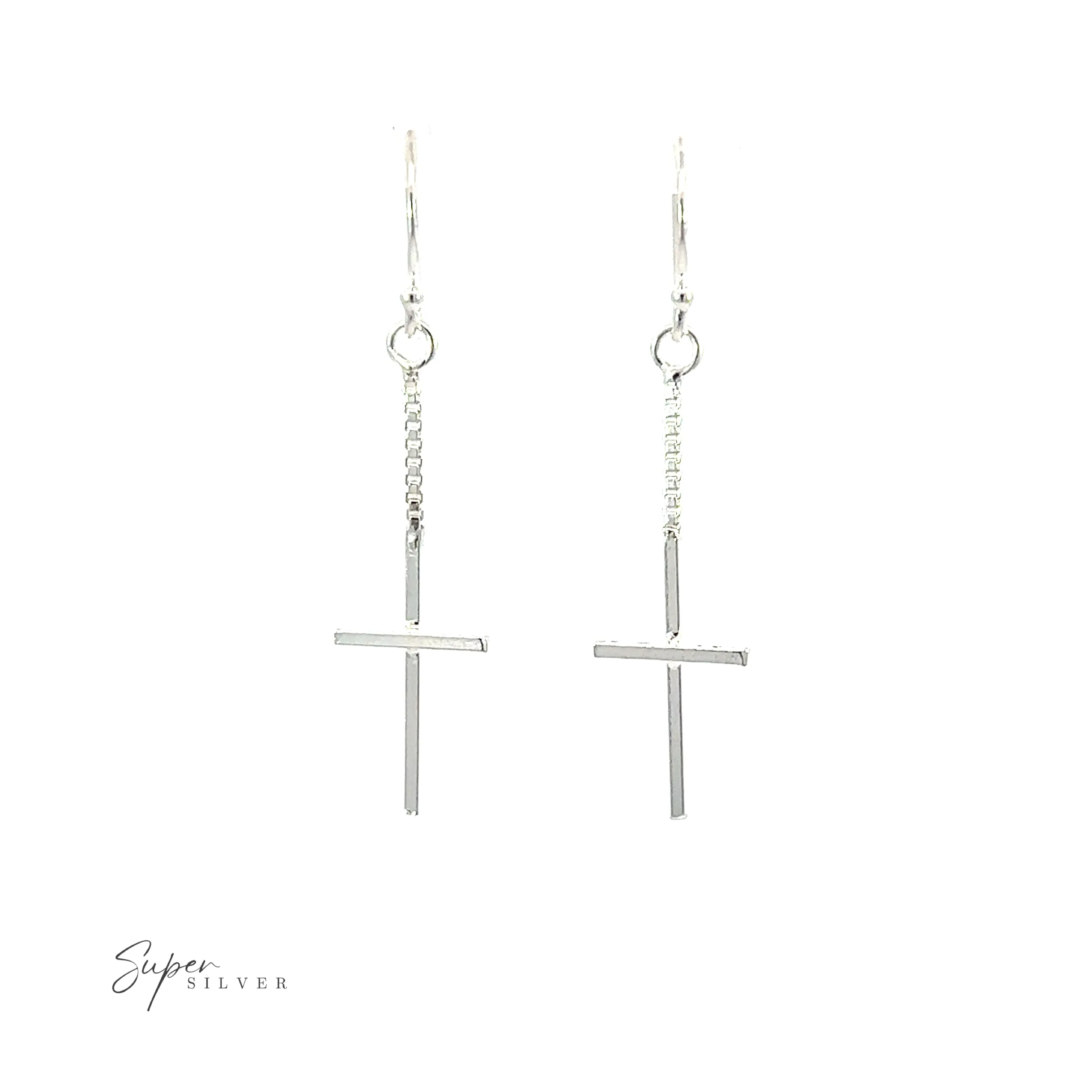 Minimalist Chain Cross Earrings