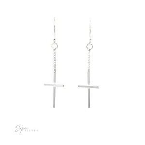 Minimalist Chain Cross Earrings