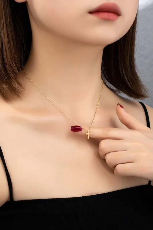 Minimalist Satin Cross Pendant Necklace