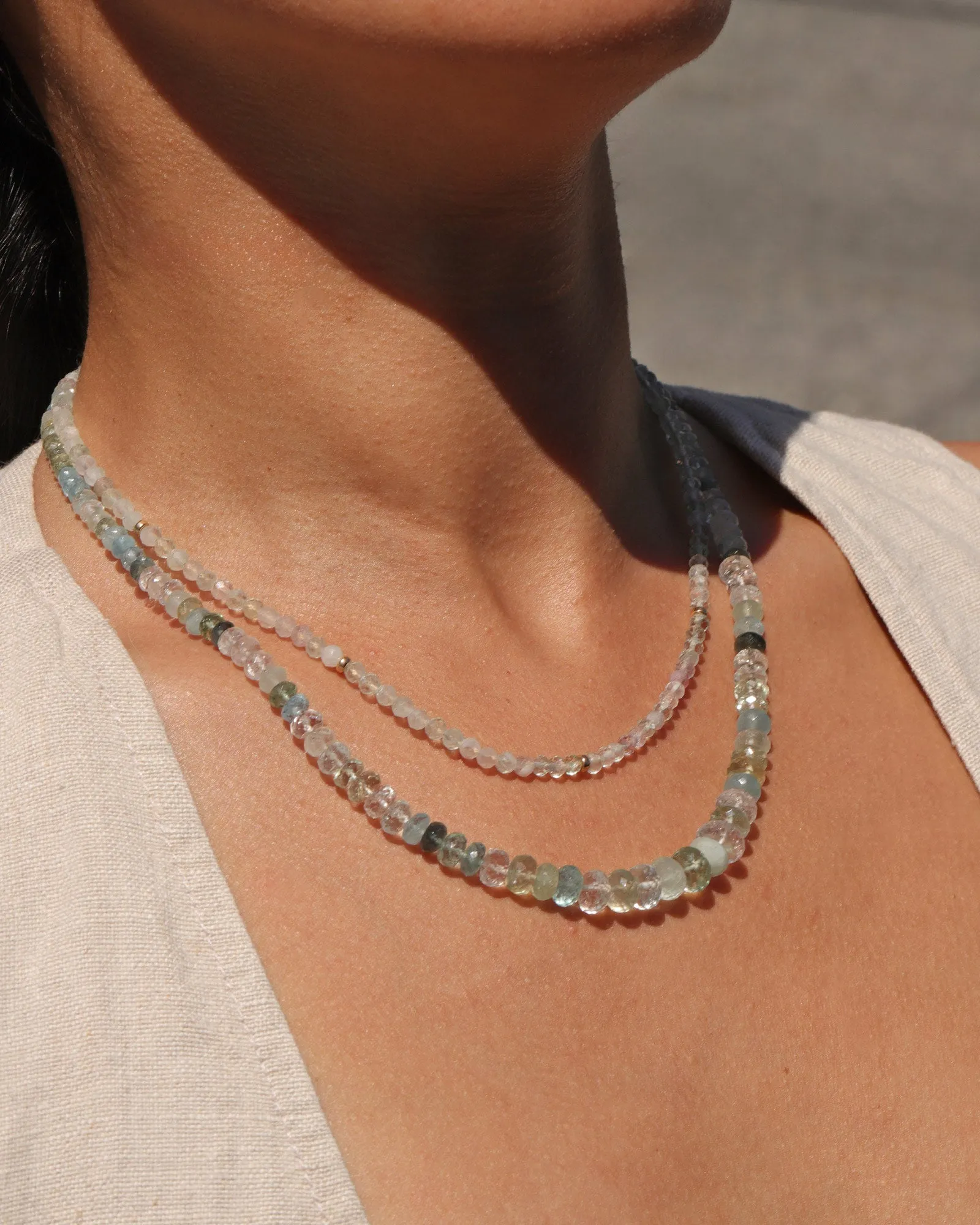 Mix Flourite Four Rondelle Necklace | 4mm