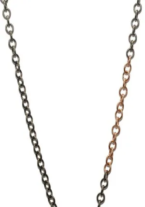 Mo & Me Blackened Silver and Rose Gold Rolo Chain Necklace | 40"