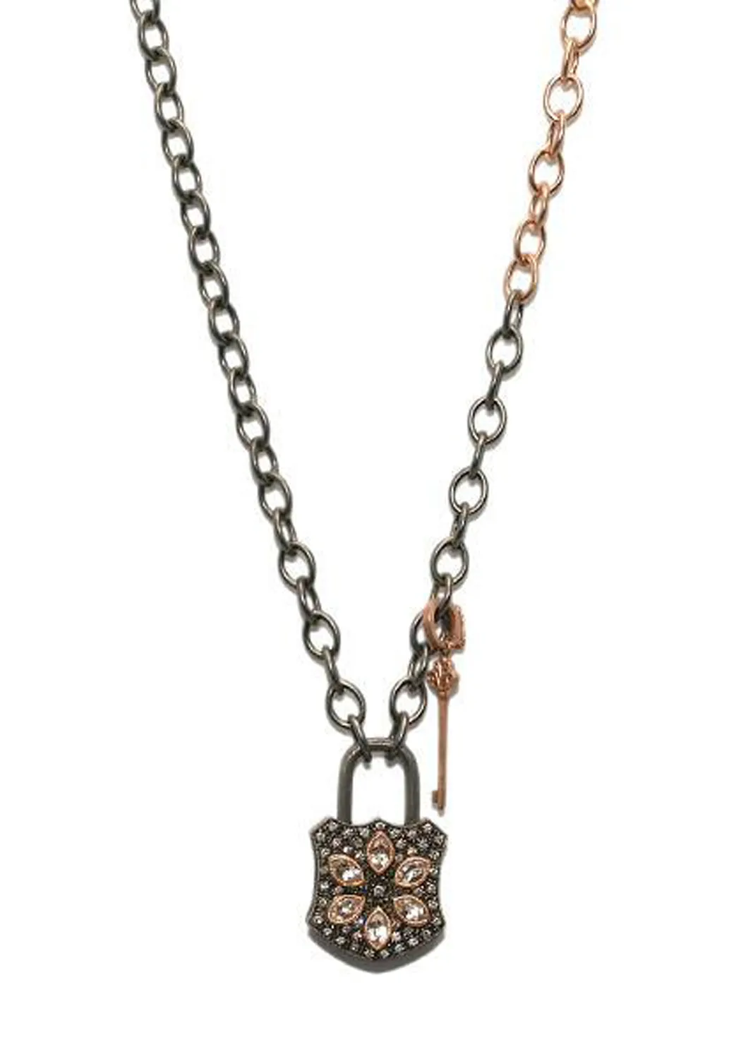 Mo & Me Blackened Silver and Rose Gold Rolo Chain Necklace | 40"