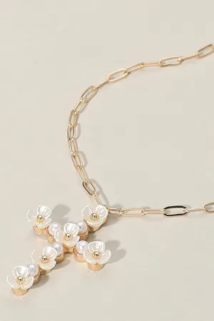 Mother's Favorite Gold Flower Cross