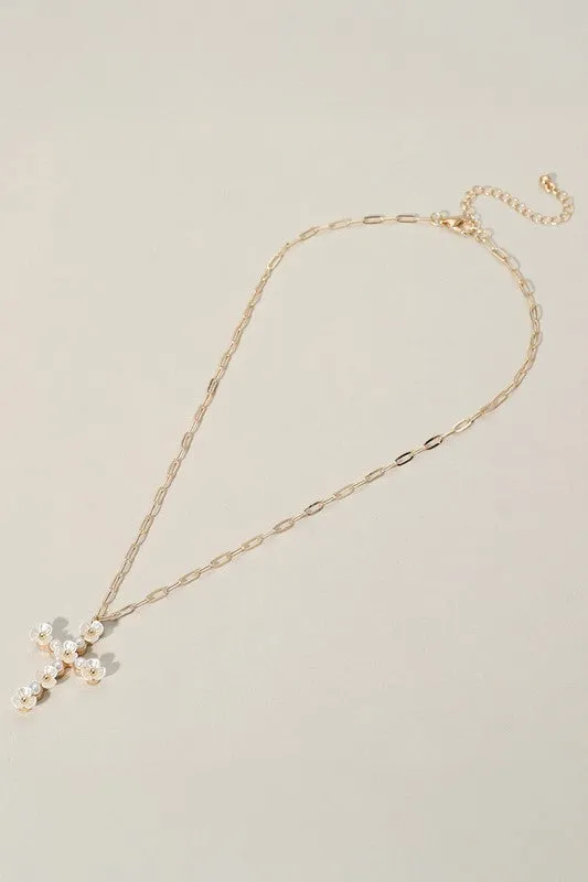 Mother's Favorite Gold Flower Cross