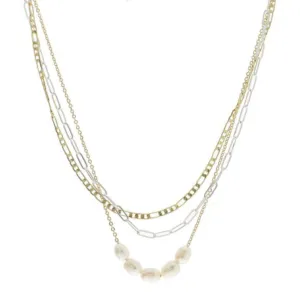 Multi Chain Gold & Silver Mix Necklace