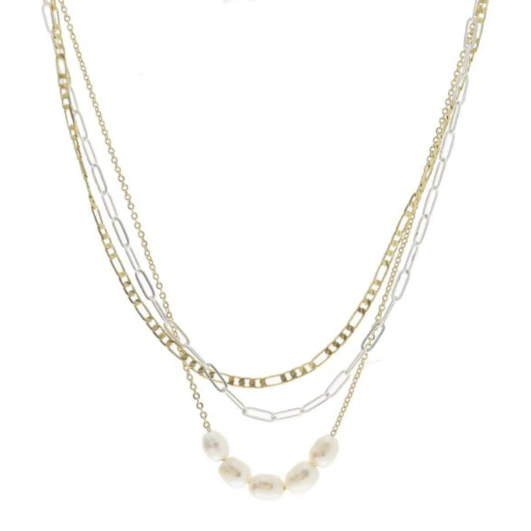 Multi Chain Gold & Silver Mix Necklace