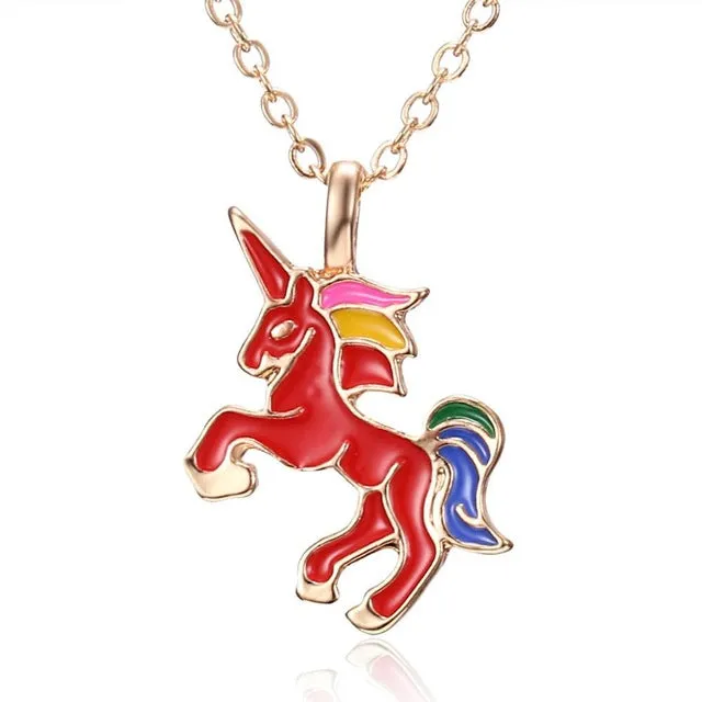 Necklace For Girls Children Kids Enamel Cartoon Horse Jewelry Accessories Women Animal Pendant Party