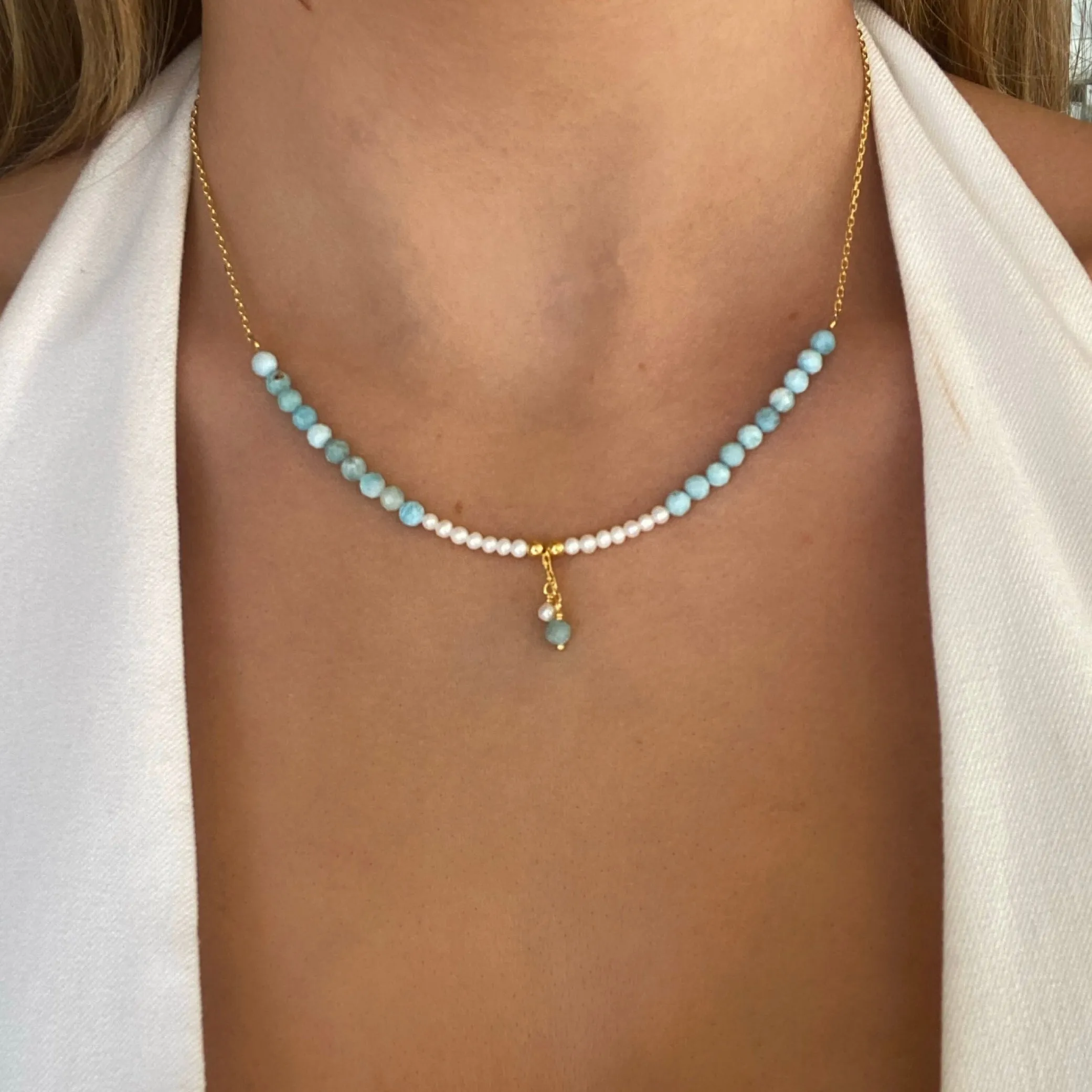 Ocean Spell Larimar Necklace Gold