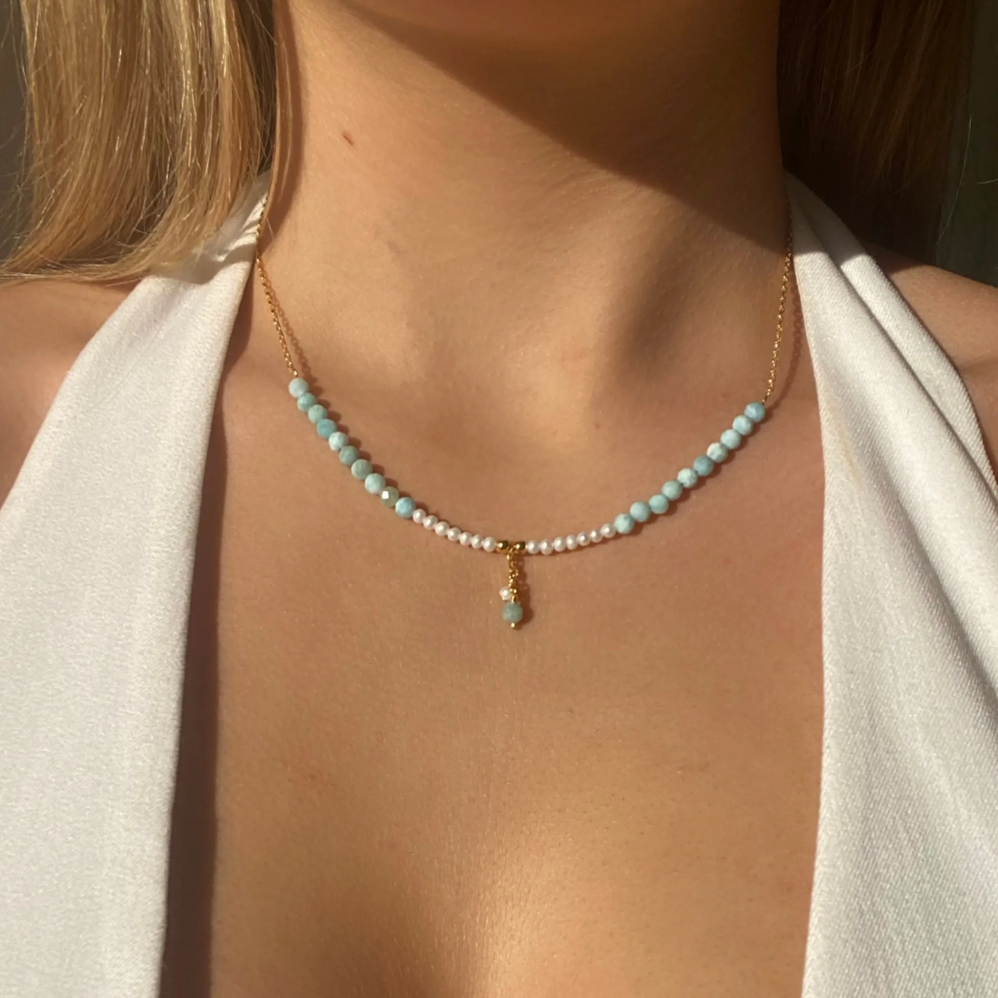 Ocean Spell Larimar Necklace Gold