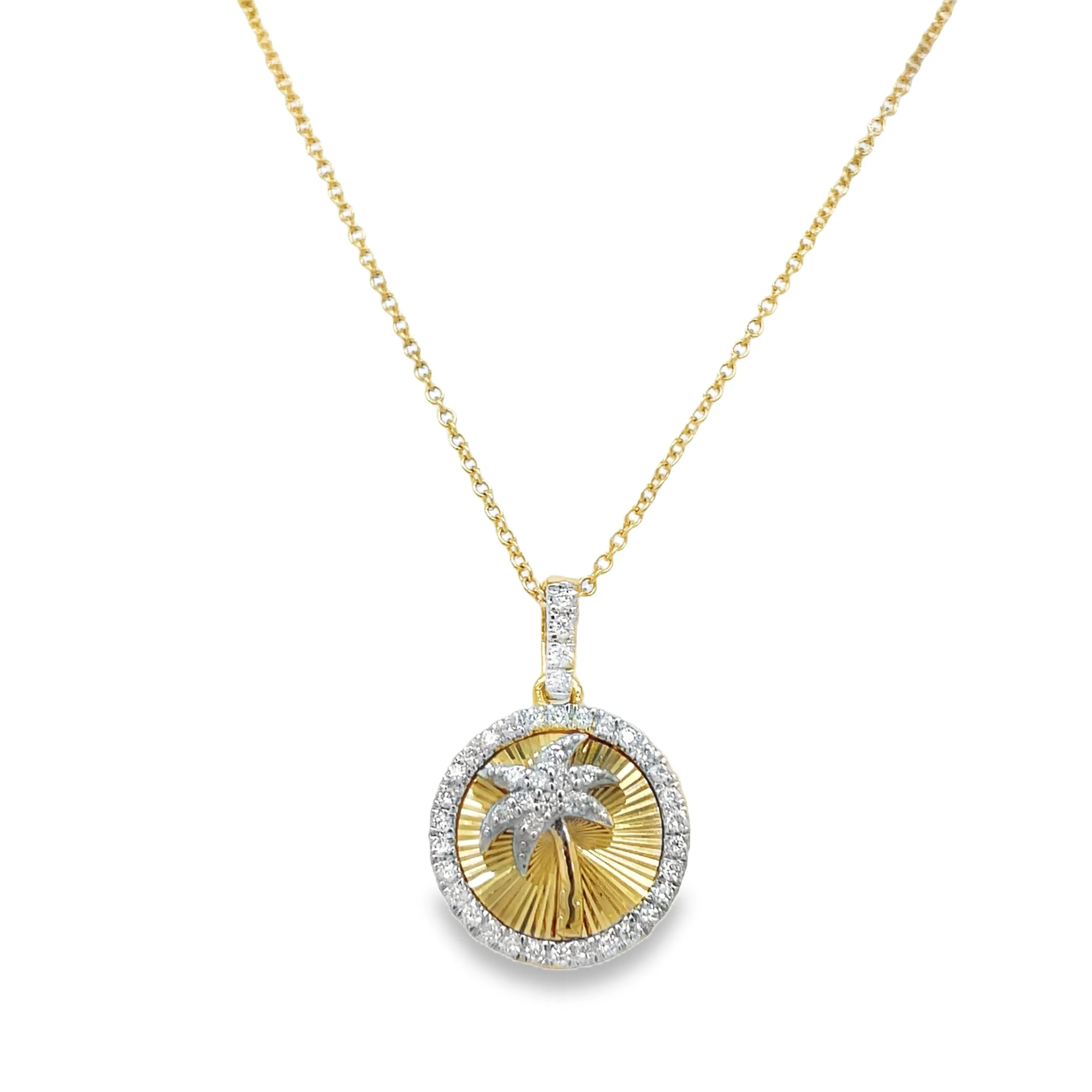 Palm Tree Diamond Disk Pendant