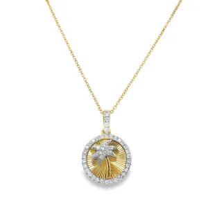Palm Tree Diamond Disk Pendant