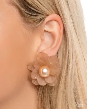 Paparazzi Earring ~ Blooming Backdrop - Brown