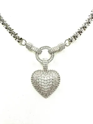 Pave Heart Link Necklace