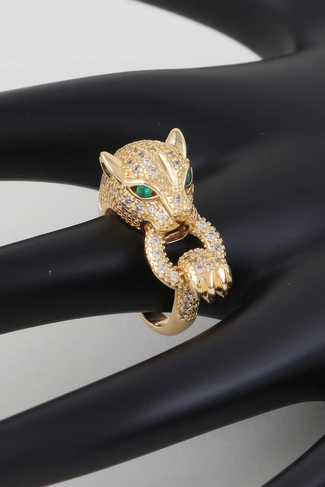 Playful Jaguar Wrap Ring