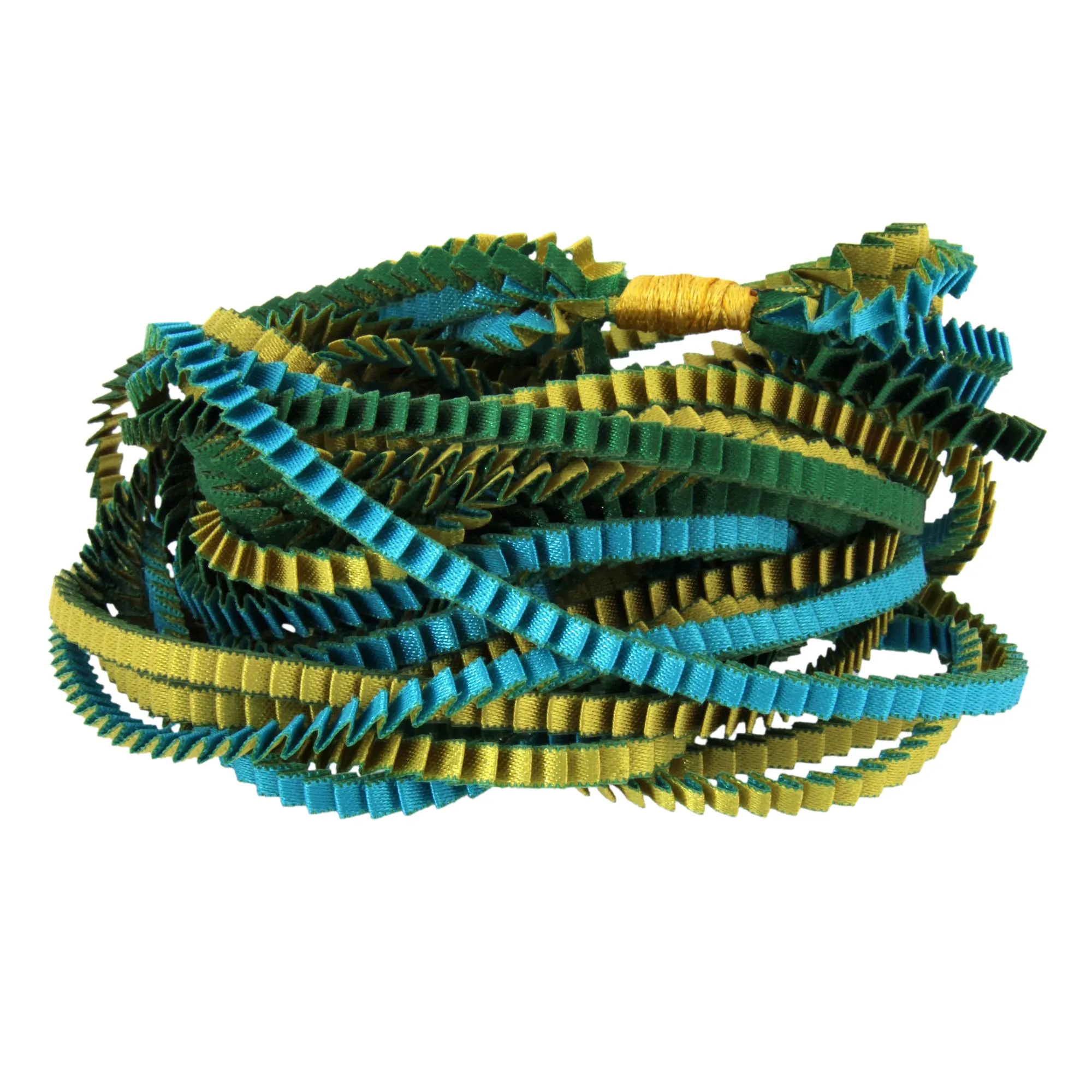 Pleated Necklace Green /Gold