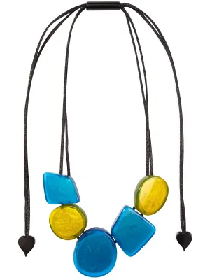 Prue Glow 5 Bead Adjustable Necklace, Blue Mix
