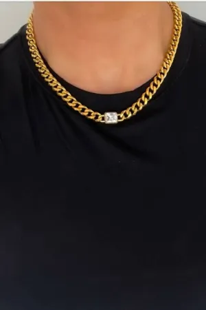 Roberta Chain & Rhinestone Necklace