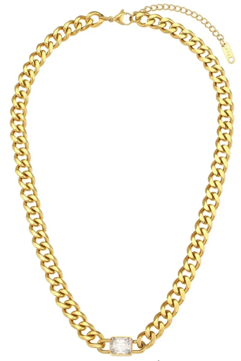 Roberta Chain & Rhinestone Necklace
