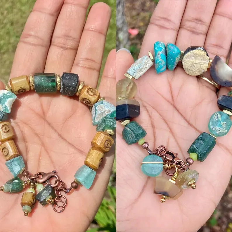 Roman Glass Woodland Bracelets
