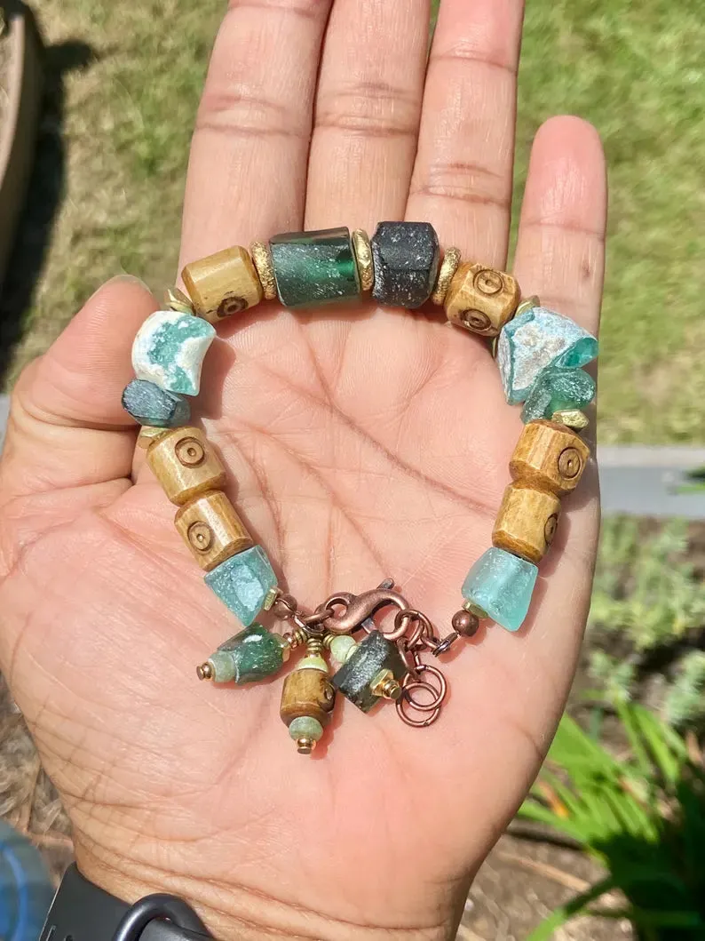 Roman Glass Woodland Bracelets