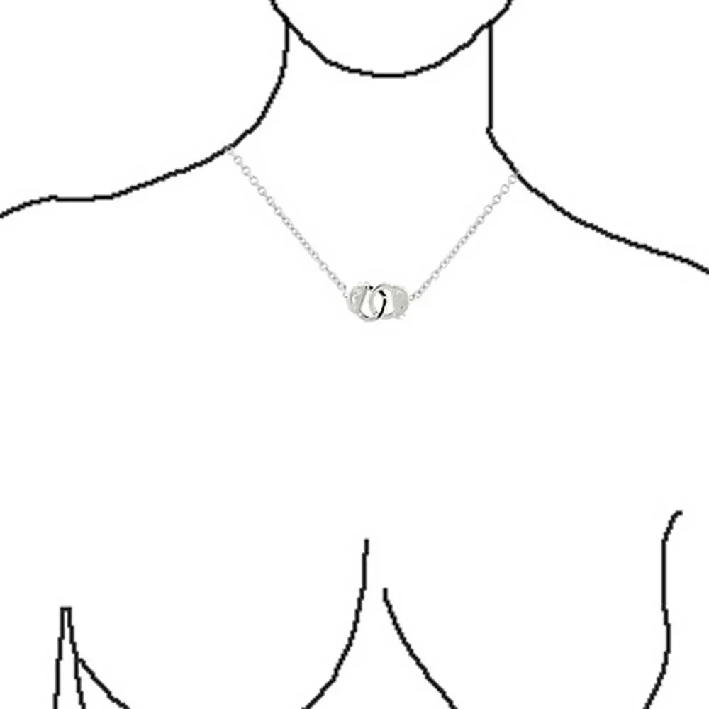 Romantic Delicate CZ Accent Handcuff Pendant Necklace in Sterling Silver