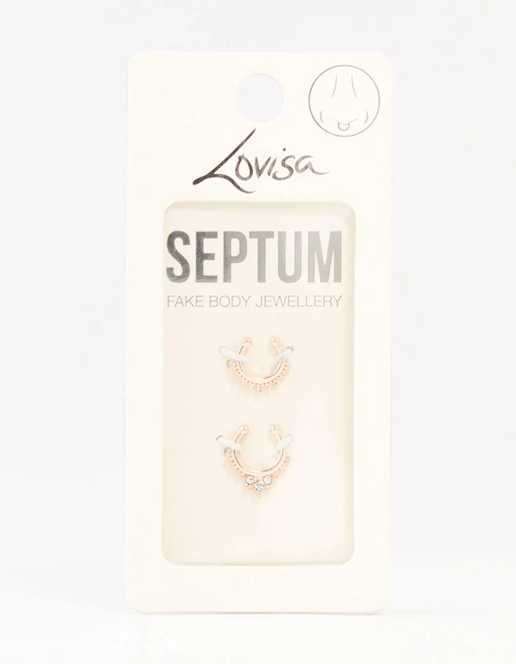 Rose Gold Diamante Ball Faux Septum Rings 2-Pack