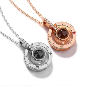 Rose Gold&Silver Pendant Romantic Love Memory Wedding Necklace