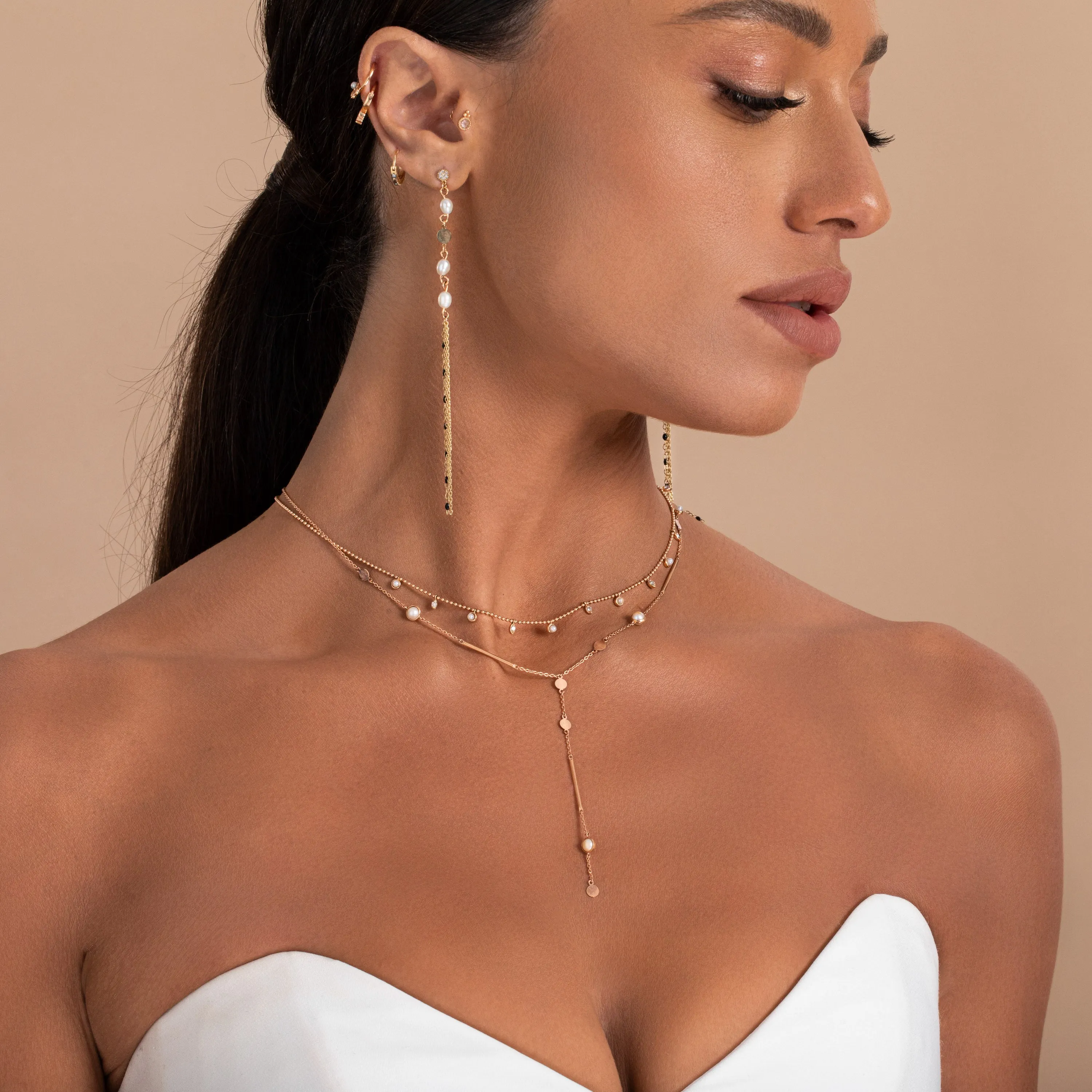 Short Pearl Layering Lariette Necklace