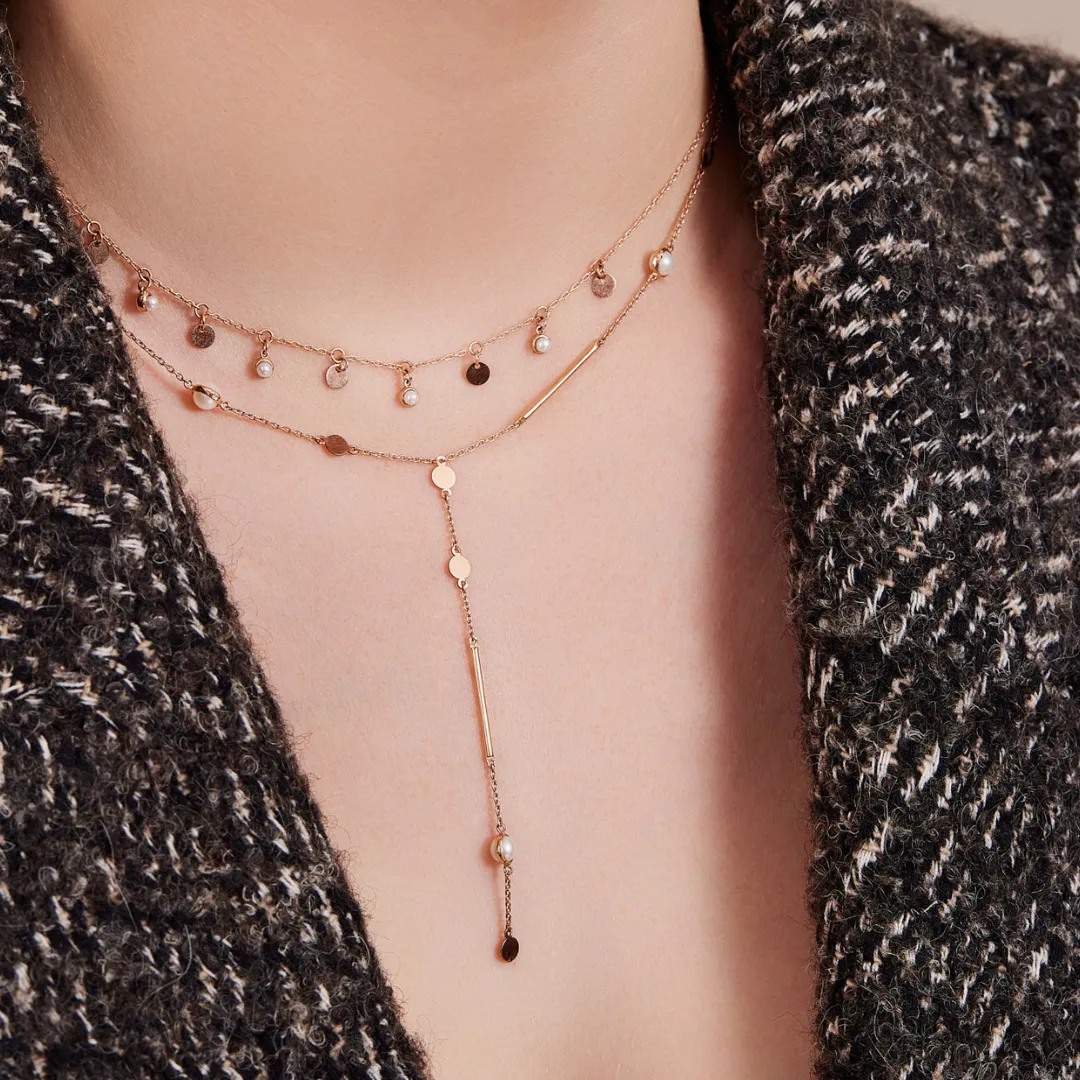 Short Pearl Layering Lariette Necklace