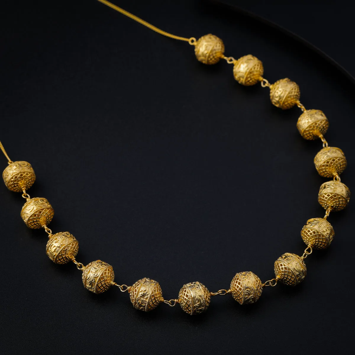Silver Filigree Bead Necklace (Gold Plated)