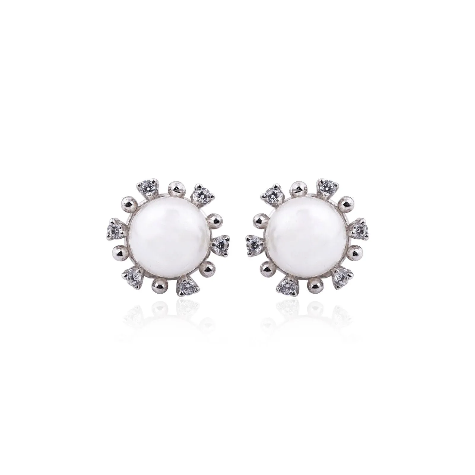 Silver Pearl Petal Earrings