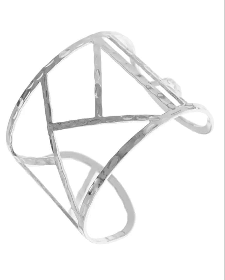 Silver Tone Latticework Cuff Bracelet