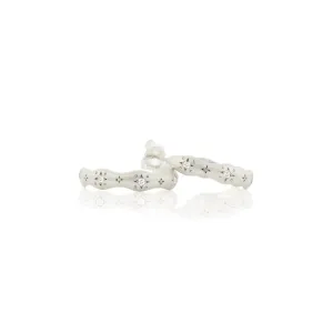 Silver Wavy Diamond Hoops