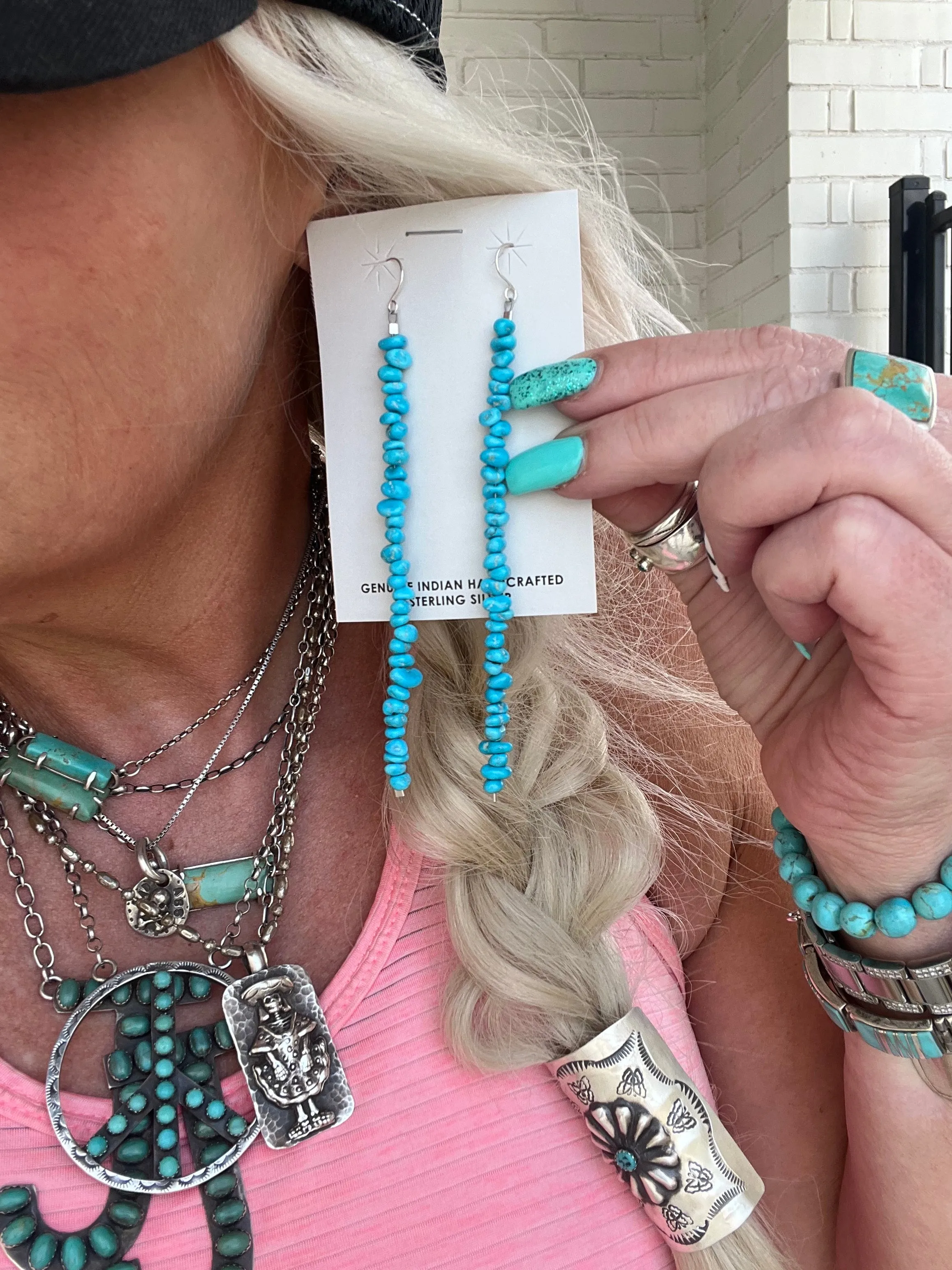 Sleeping Beauty Nugget Dangle Earrings